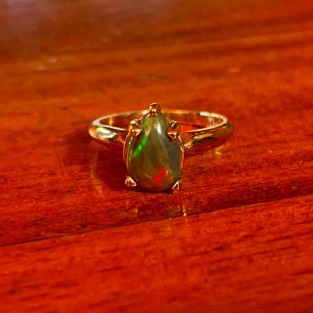 Genuine Black opal 14k gold  ring SALE!!